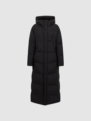 Reiss Black Tilde Longline Hooded Puffer Coat - Image 2 of 8