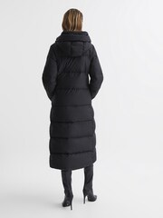 Reiss Black Tilde Longline Hooded Puffer Coat - Image 5 of 8
