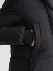 Reiss Black Tilde Longline Hooded Puffer Coat - Image 8 of 8