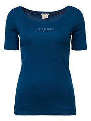 Esprit Blue Rhinestones Logo 100% Cotton T-Shirt - Image 1 of 3