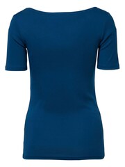 Esprit Blue Rhinestones Logo 100% Cotton T-Shirt - Image 2 of 3