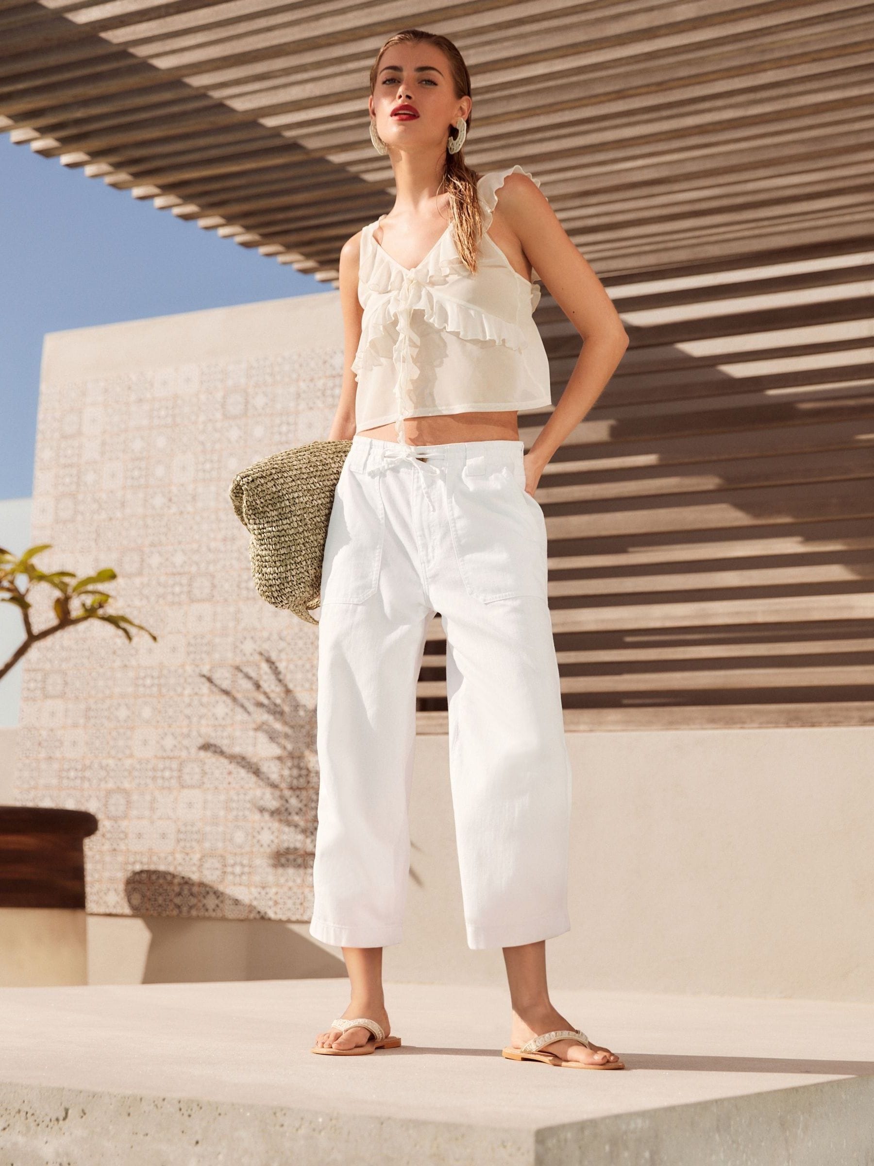 Next white cropped trousers hotsell