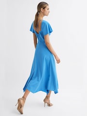 Reiss Blue Eleni Cap Sleeve Midi Dress - Image 1 of 6