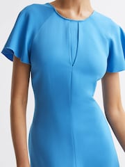 Reiss Blue Eleni Cap Sleeve Midi Dress - Image 4 of 6