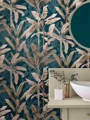 Graham & Brown Blue Borneo 10M Wallpaper - Image 1 of 3
