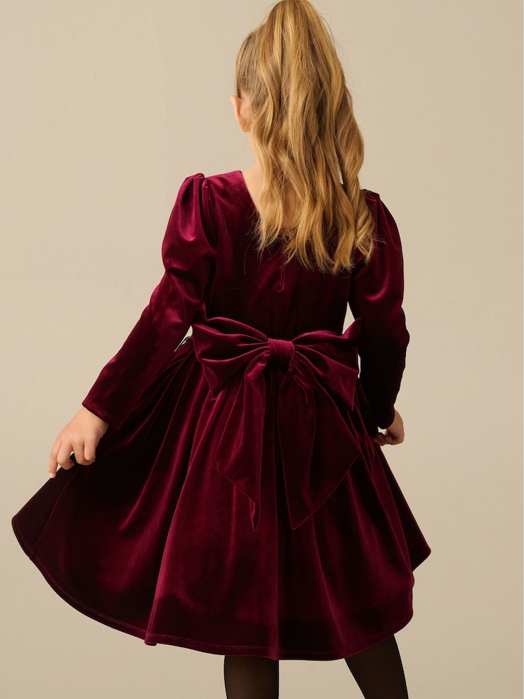 Angel & Rocket Red Grace Velvet Bow Back Dress - Image 2 of 4 Angel & Rocket Red Grace Velvet Bow Back Dress - Image 2 of 4
