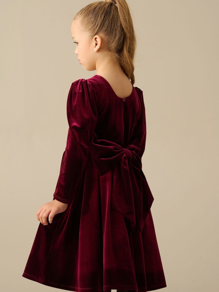 Angel & Rocket Red Grace Velvet Bow Back Dress - Image 4 of 4 Angel & Rocket Red Grace Velvet Bow Back Dress - Image 4 of 4