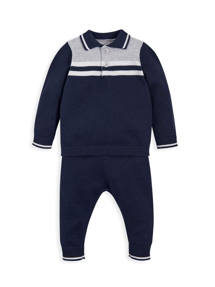 Mamas & Papas Blue Two Piece Navy Knit Set - Image 1 of 3