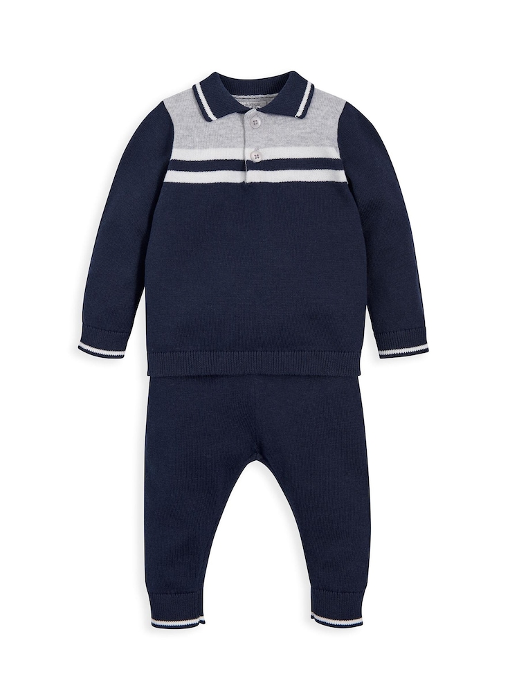 Mamas & Papas Blue Two Piece Navy Knit Set - Image 1 of 3 Mamas & Papas Blue Two Piece Navy Knit Set - Image 1 of 3