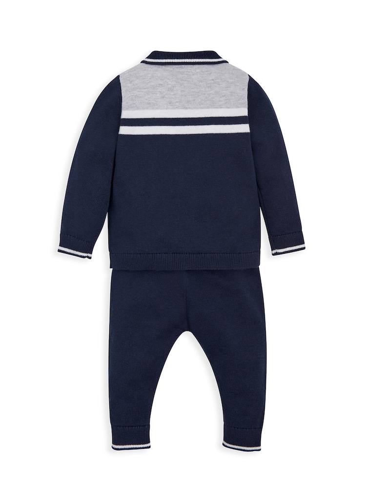 Mamas & Papas Blue Two Piece Navy Knit Set - Image 2 of 3 Mamas & Papas Blue Two Piece Navy Knit Set - Image 2 of 3