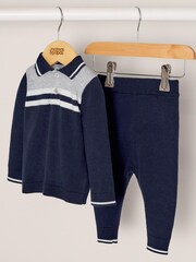 Mamas & Papas Blue Two Piece Navy Knit Set - Image 3 of 3