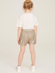 Mint Velvet Gold Sequin Shorts - Image 2 of 7