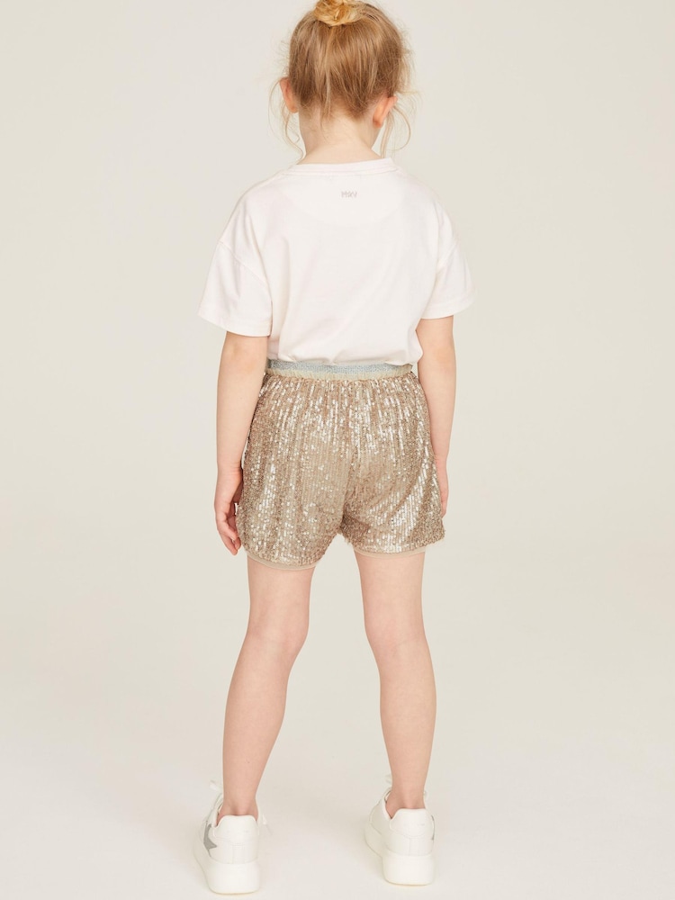 Mint Velvet Gold Sequin Shorts - Image 2 of 7