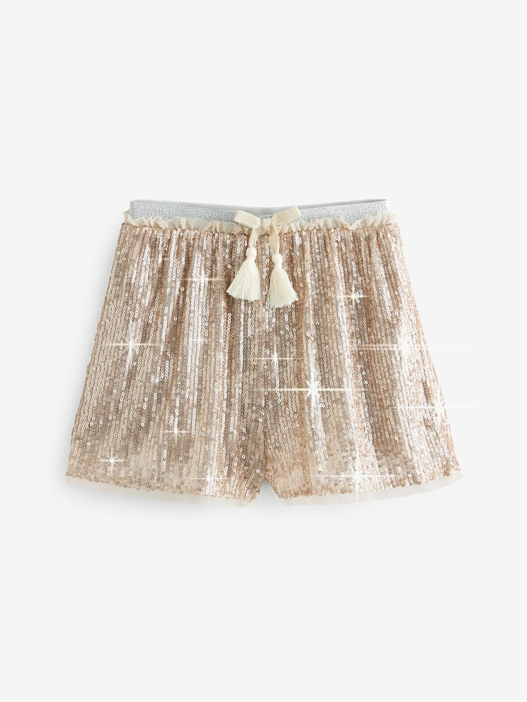 Mint Velvet Gold Sequin Shorts - Image 5 of 7