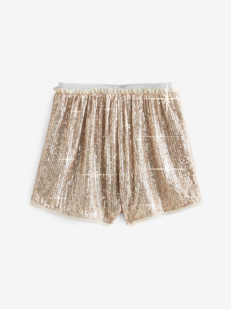 Mint Velvet Gold Sequin Shorts - Image 6 of 7
