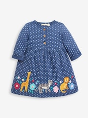Denim Blue Safari Živali - Obleka z našitkom in gumbi JoJo Maman Bébé - Slika 1 iz 2