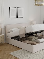 Natural Oyster Plush Chenille Matson Upholstered Ottoman Storage Bed Frame - Image 2 of 7