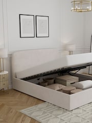 Natural Oyster Plush Chenille Matson Upholstered Ottoman Storage Bed Frame - Image 3 of 7
