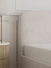 Natural Oyster Plush Chenille Matson Upholstered Ottoman Storage Bed Frame - Image 5 of 7