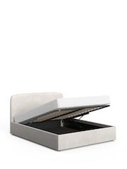 Natural Oyster Plush Chenille Matson Upholstered Ottoman Storage Bed Frame - Image 6 of 7