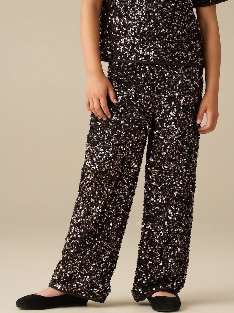 Angel & Rocket Black Leona Sequin Trousers - Image 1 of 3