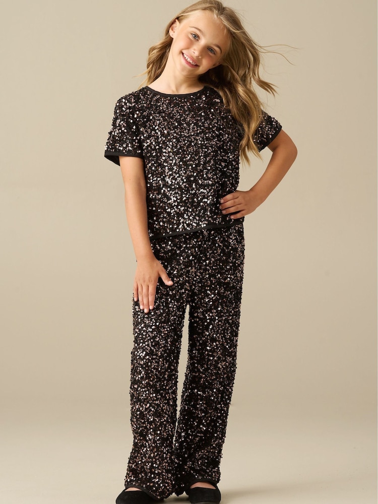 Angel & Rocket Black Leona Sequin Trousers - Image 3 of 3