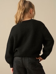 Angel & Rocket Black Laila Embellished Bow Eyelash Jumper - Image 2 of 4