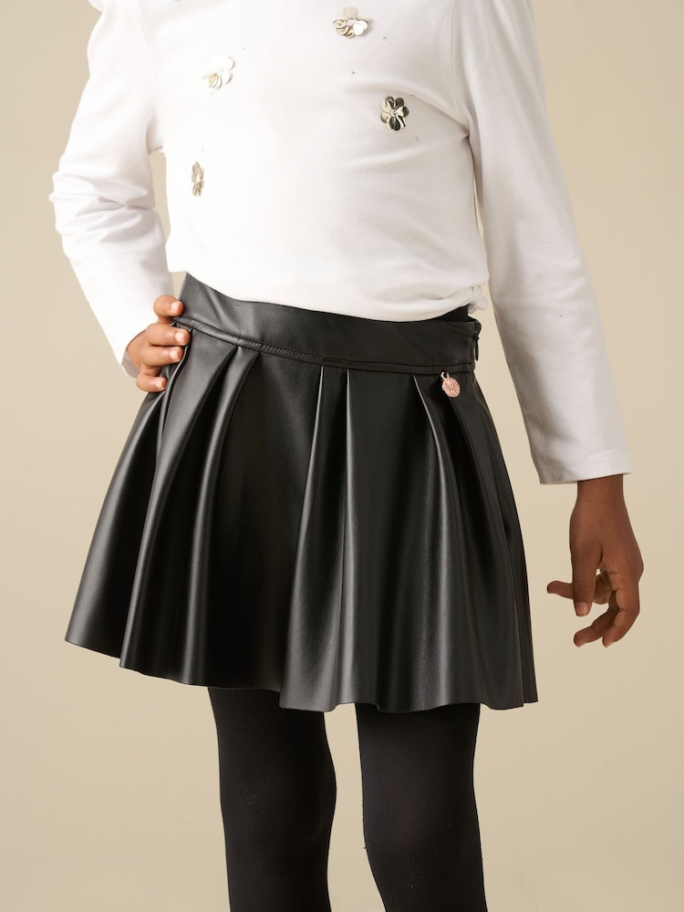 Angel & Rocket Black Quinn Faux Leather Pleated Skirt - Image 2 of 3