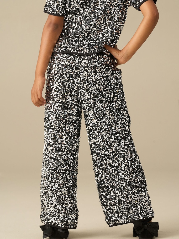 Angel & Rocket Silver Leona Sequin Trousers - Image 2 of 3
