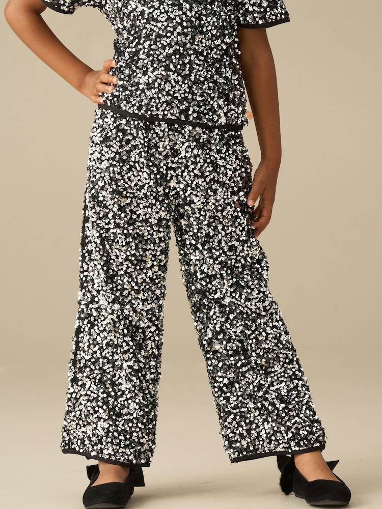 Angel & Rocket Silver Leona Sequin Trousers - Image 3 of 3