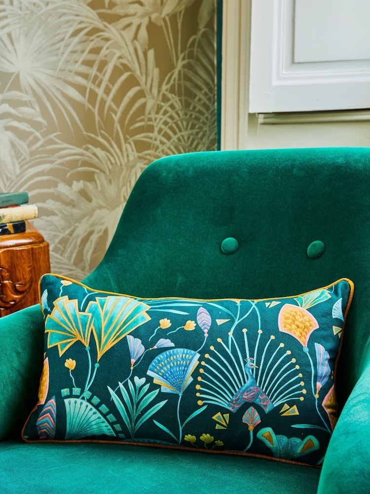 The Chateau by Angel Strawbridge Green Emerald Fan Cushion - Image 2 of 4