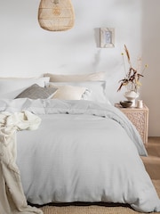 Grey Stitch Effect Jacquard Duvet Cover And Pillowcase Set - Image 1 of 5