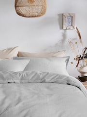 Grey Stitch Effect Jacquard Duvet Cover And Pillowcase Set - Image 2 of 5