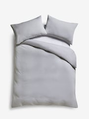 Grey Stitch Effect Jacquard Duvet Cover And Pillowcase Set - Image 3 of 5