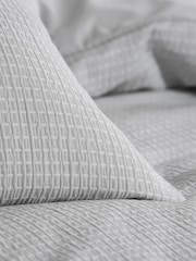 Grey Stitch Effect Jacquard Duvet Cover And Pillowcase Set - Image 4 of 5