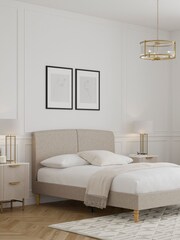 Tweedy Plain Mid Natural Hove Upholstered Bed Frame - Image 1 of 7