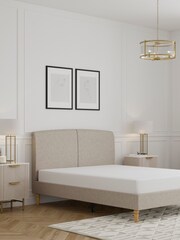 Tweedy Plain Mid Natural Hove Upholstered Bed Frame - Image 2 of 7