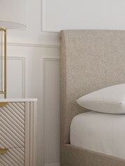 Tweedy Plain Mid Natural Hove Upholstered Bed Frame - Image 3 of 7
