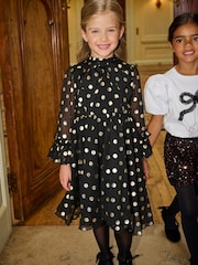 Angel & Rocket Black Dakota Polkadot Bow Dress - Image 1 of 4