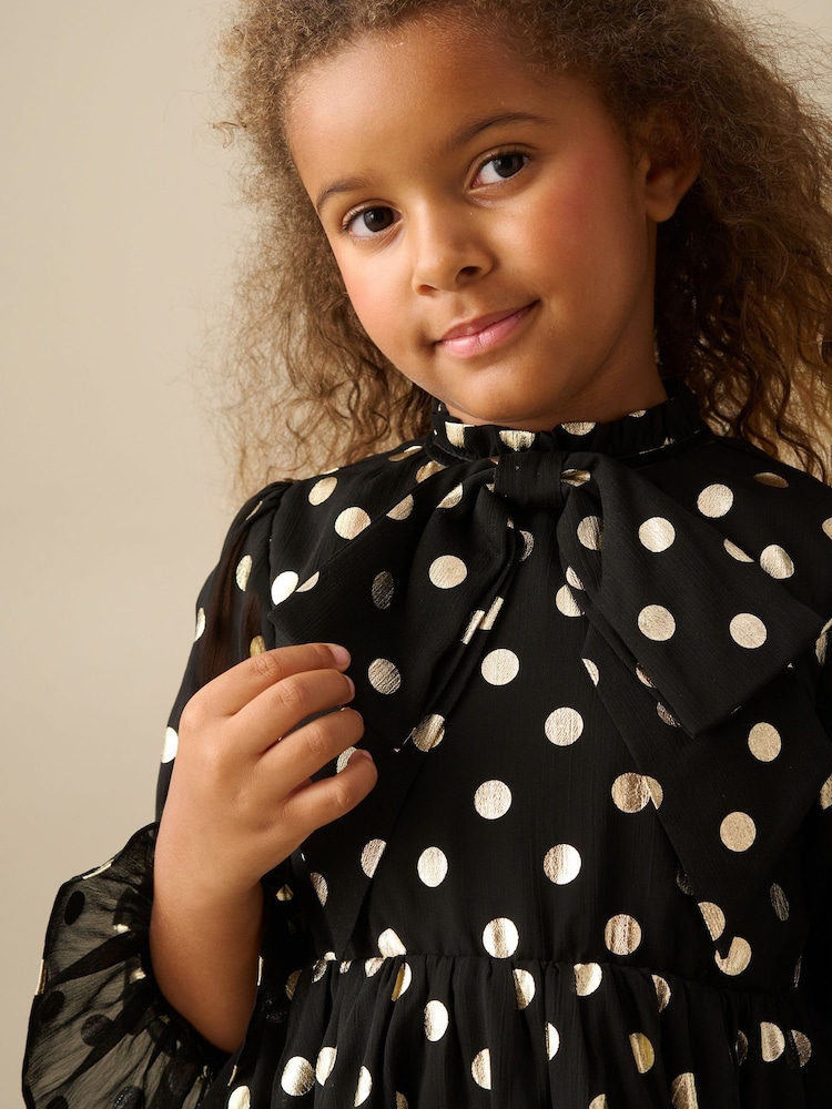 Angel & Rocket Black Dakota Polkadot Bow Dress - Image 4 of 4