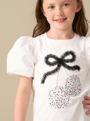 Angel & Rocket White Elodie Bauble Frill Bow T-Shirt - Image 5 of 5