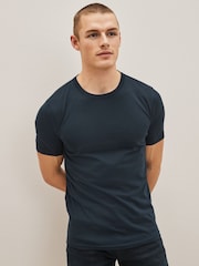 Black/Slate/Grey Marl/White/Navy/Blue Slim Fit Essential Cotton T-Shirts 6 Pack - Image 8 of 16