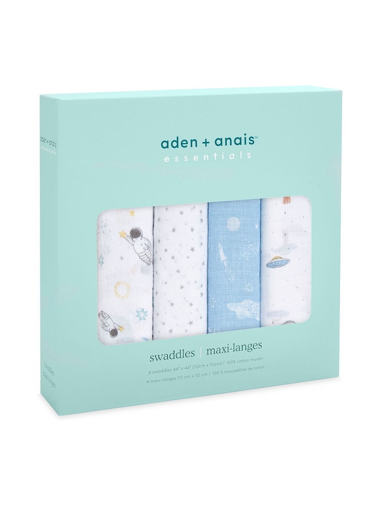 Aden & Anais Light Grey Essentials Muslin 100% Cotton Blankets 4 Pack - Image 3 of 5