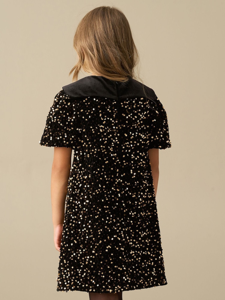 Buy Angel & Rocket Gold Eloise Collar Sequin Swing Dress from Next USA