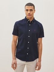 Navy Blue Regular Fit Short Sleeve Oxford Shirt - Image 1 of 5