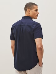 Navy Blue Regular Fit Short Sleeve Oxford Shirt - Image 2 of 5