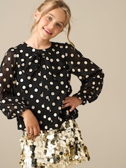 Angel & Rocket Black Dakota Polkadot Bow Blouse - Image 2 of 3