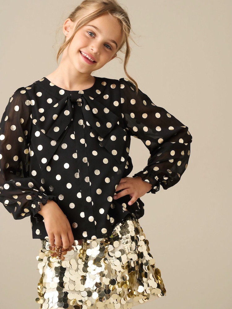 Angel & Rocket Black Dakota Polkadot Bow Blouse - Image 2 of 3