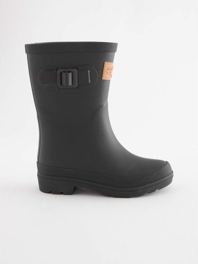 Schwarz - Gummistiefel mit kariertem Futter und Schnallenriemen - Bild 2 von 6 Schwarz - Gummistiefel mit kariertem Futter und Schnallenriemen - Bild 2 von 6