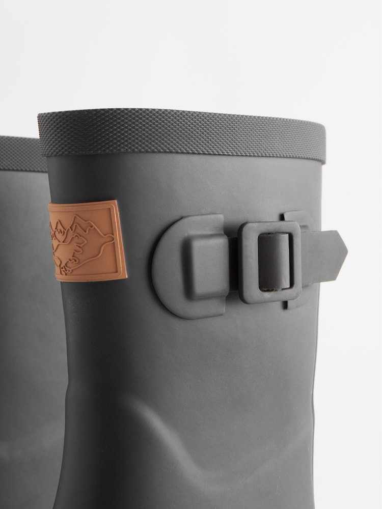 Schwarz - Gummistiefel mit kariertem Futter und Schnallenriemen - Bild 6 von 6 Schwarz - Gummistiefel mit kariertem Futter und Schnallenriemen - Bild 6 von 6